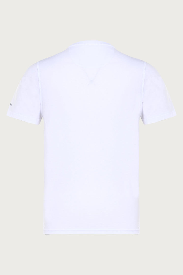 White t-shirt with nautical, nautical print in the middle