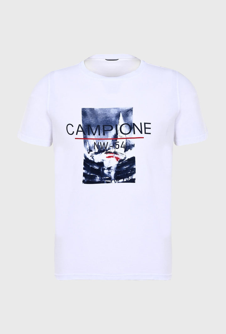 Klassiek t-shirt in de kleur wit met jachtprint