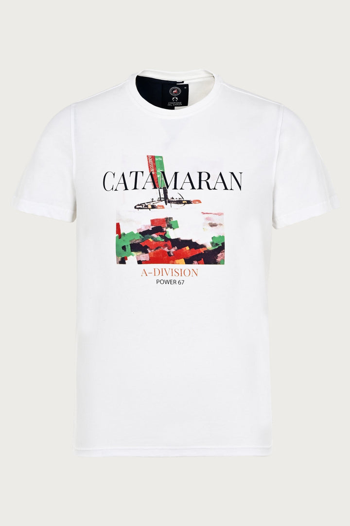 Wit t-shirt met nautische kleurrijke print