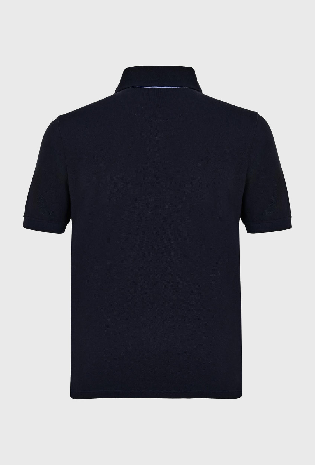 T-shirt polo in solid navy blue color with small print