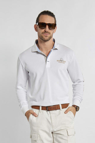 Wit T-shirt polo met lange mouwen en prints