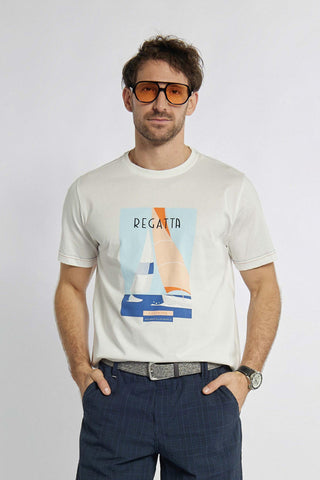 Wit t-shirt met nautische print