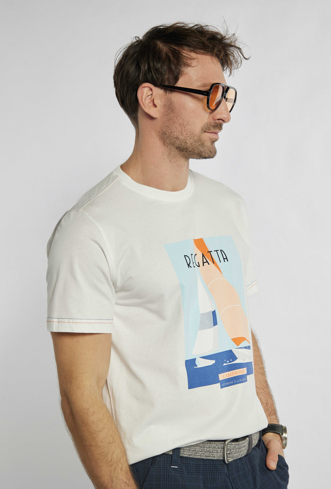 Wit t-shirt met nautische print