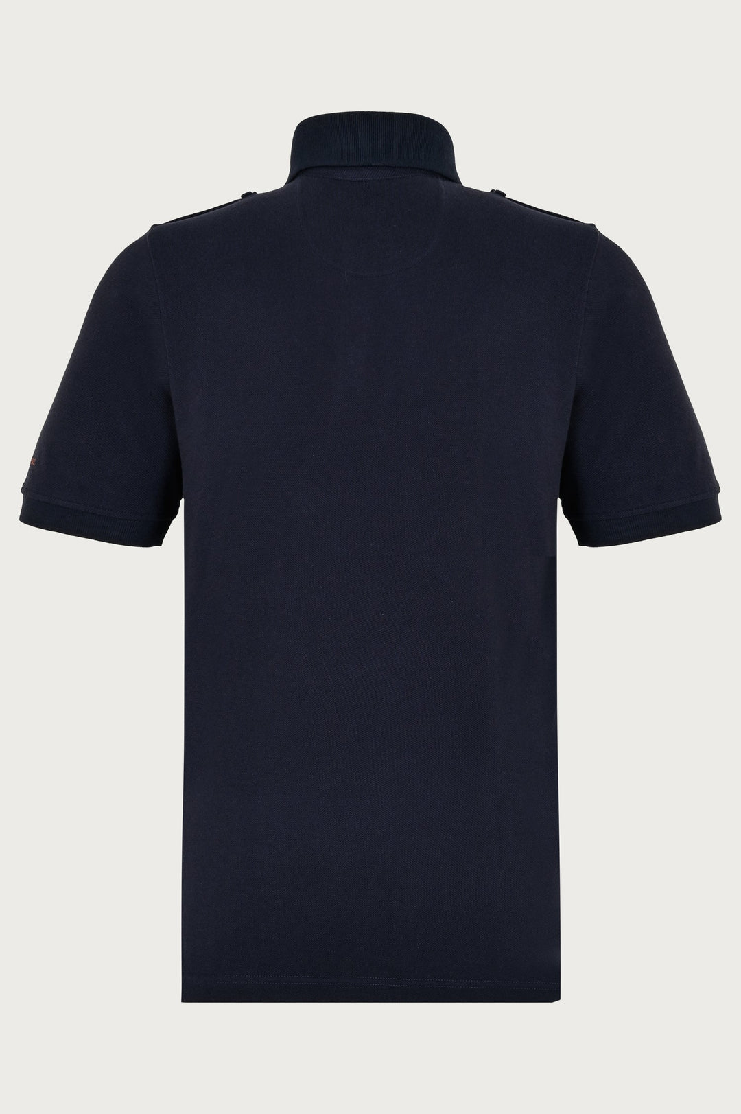 Navy blue polo shirt with nautical, subtle pattern