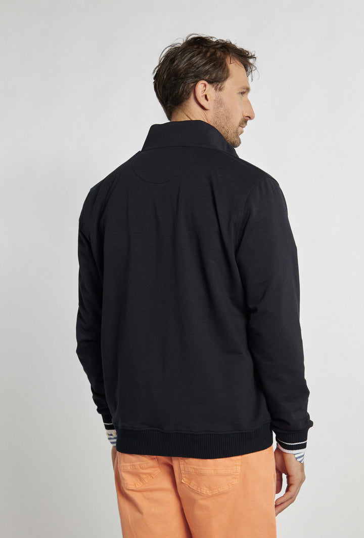 Sweat-shirt zippé bleu marine de Campione avec imprimé nautique