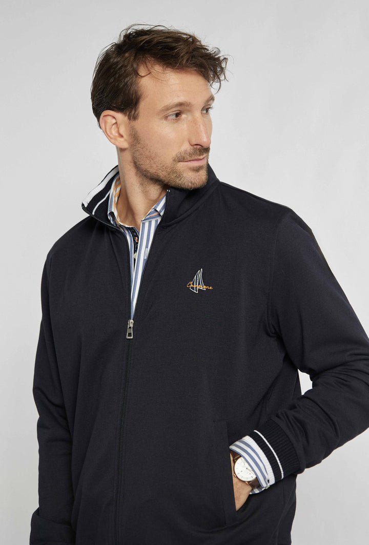Sweat-shirt zippé bleu marine de Campione avec imprimé nautique