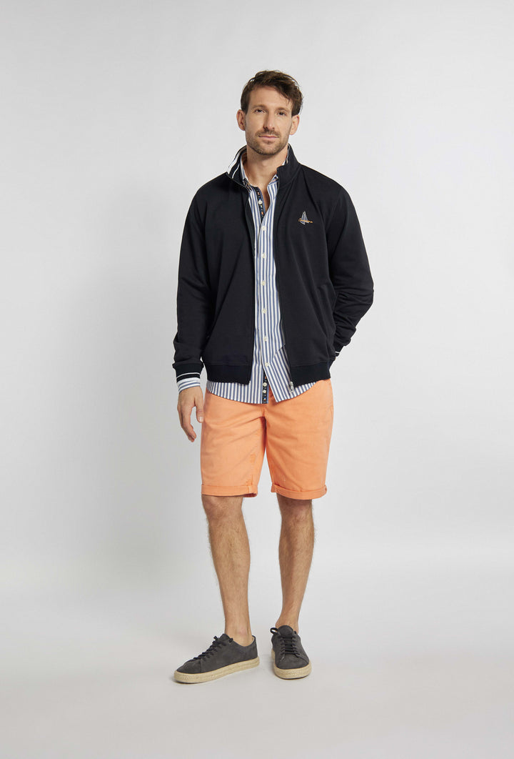 Navy blue zip-up sweatshirt by Campione with nautical print