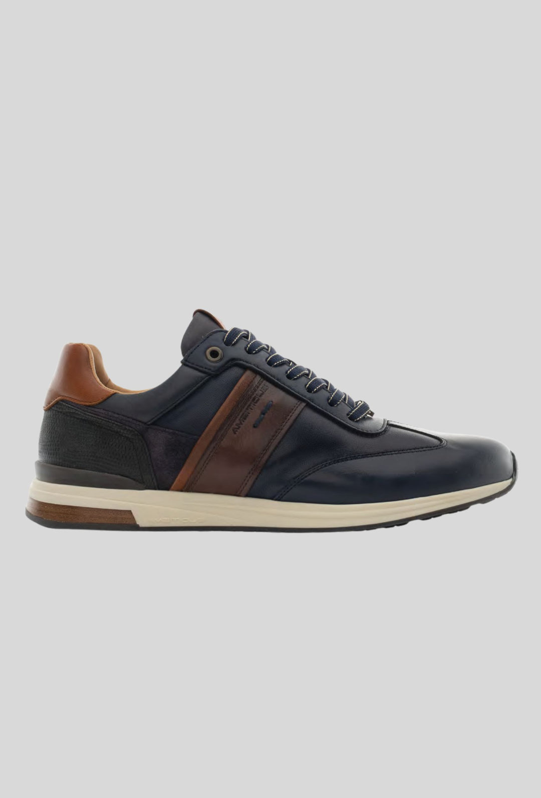 Navy blue leather sneakers Ambitious men's