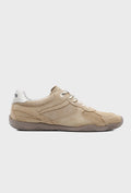 Sand Suede Sneakers with Fabric Panels