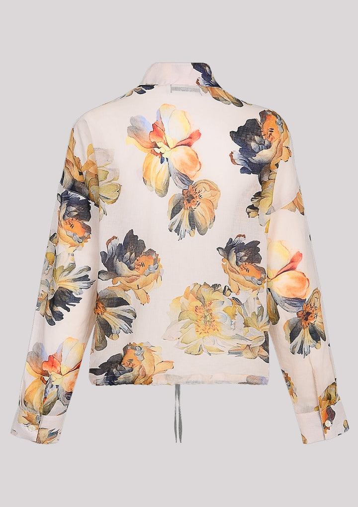 Elegant collar blouse with floral motif