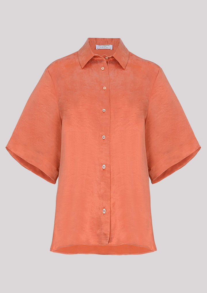 Aufgeknöpftes Kurzarmhemd in Orange