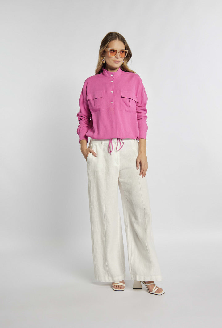 Elegant long sleeve blouse in pink color