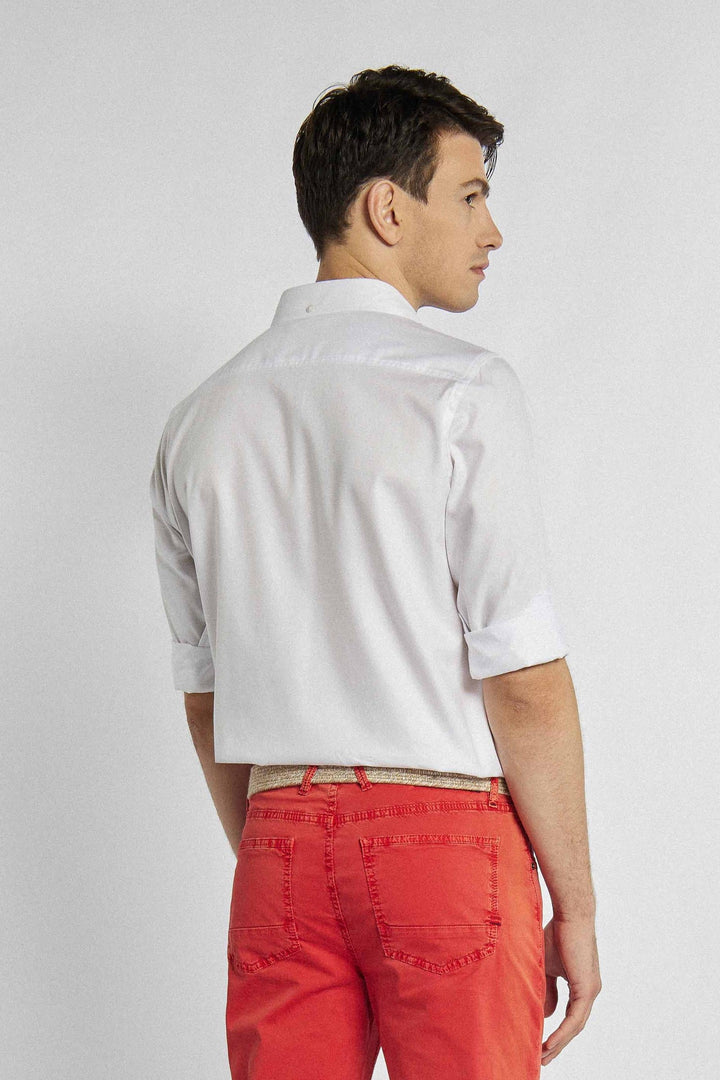 Wit overhemd met stijlvolle minimalistische print in rood en zwart Regular Fit