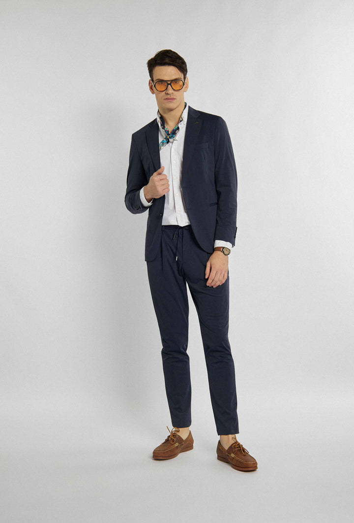 Elegant drawstring pants in navy blue color