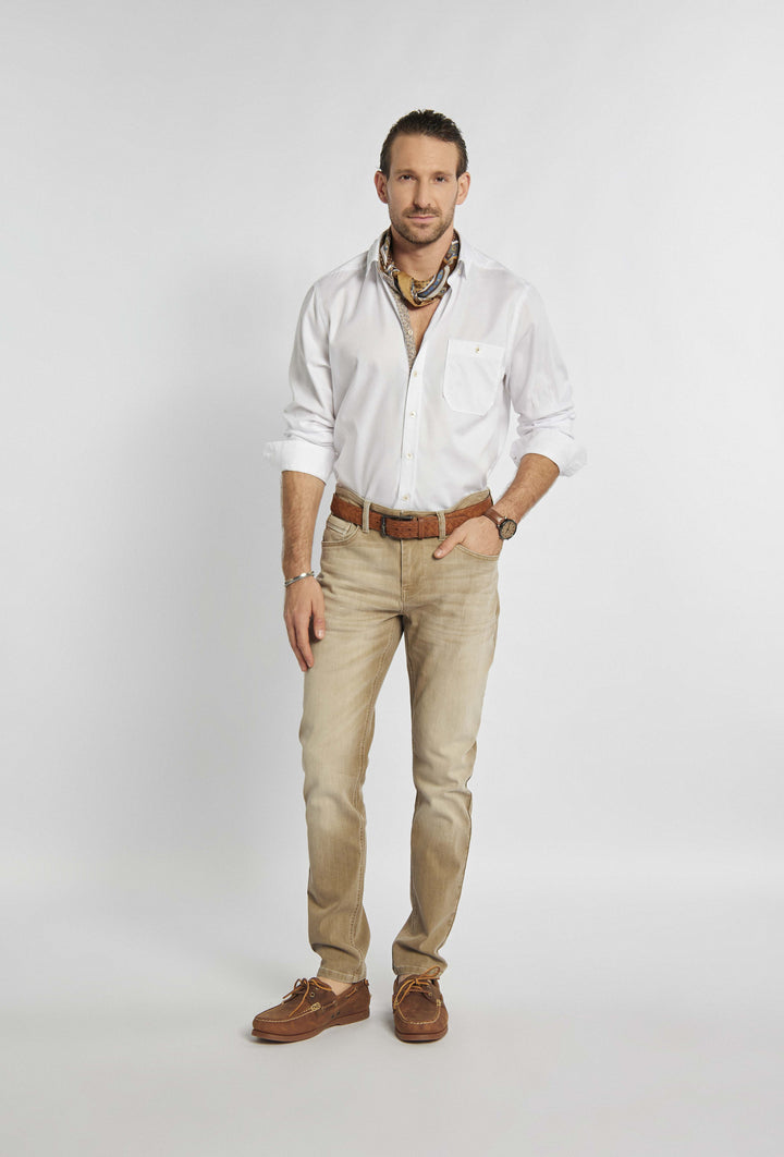 White classic shirt with gold buttons Modern Fit