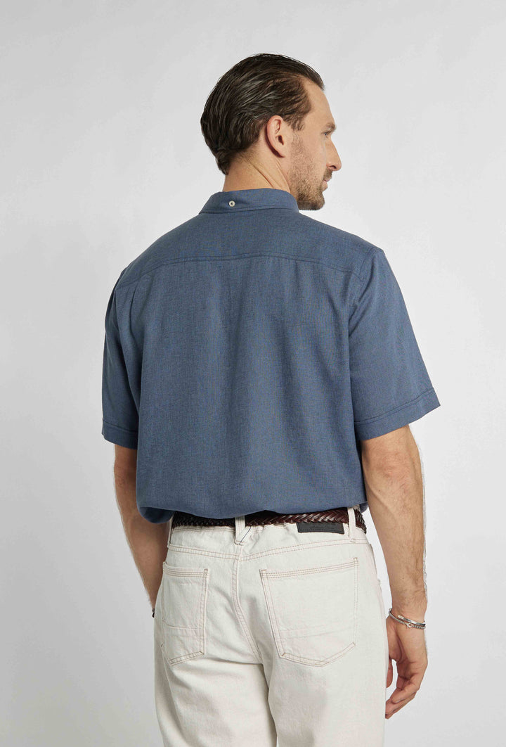 Marineblauw overhemd met korte mouwen