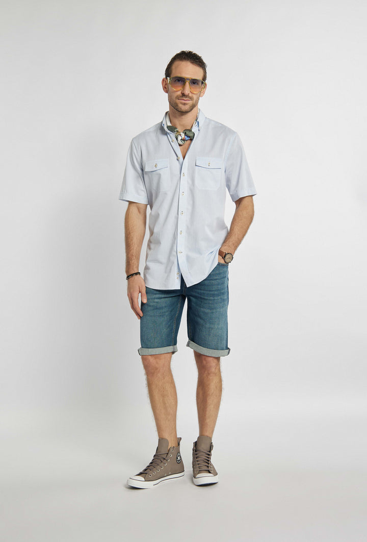Blue shirt with stylish chest pockets