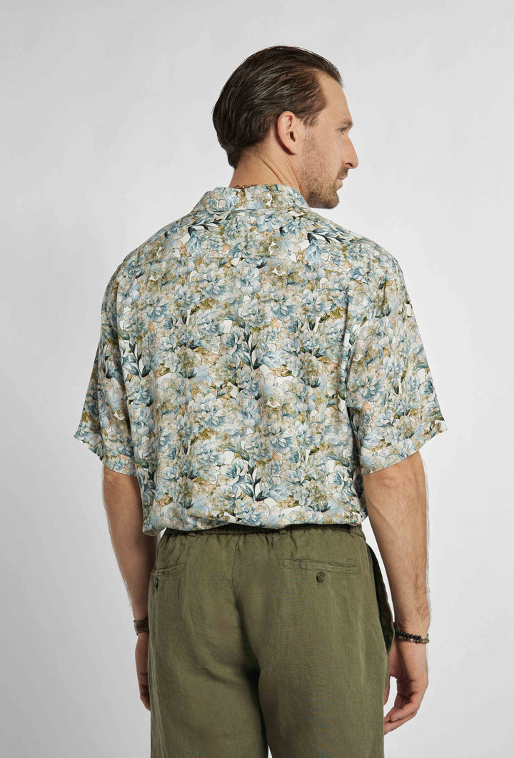 Overhemd met korte mouwen en een bijzonder bloemenpatroon Modern Fit
