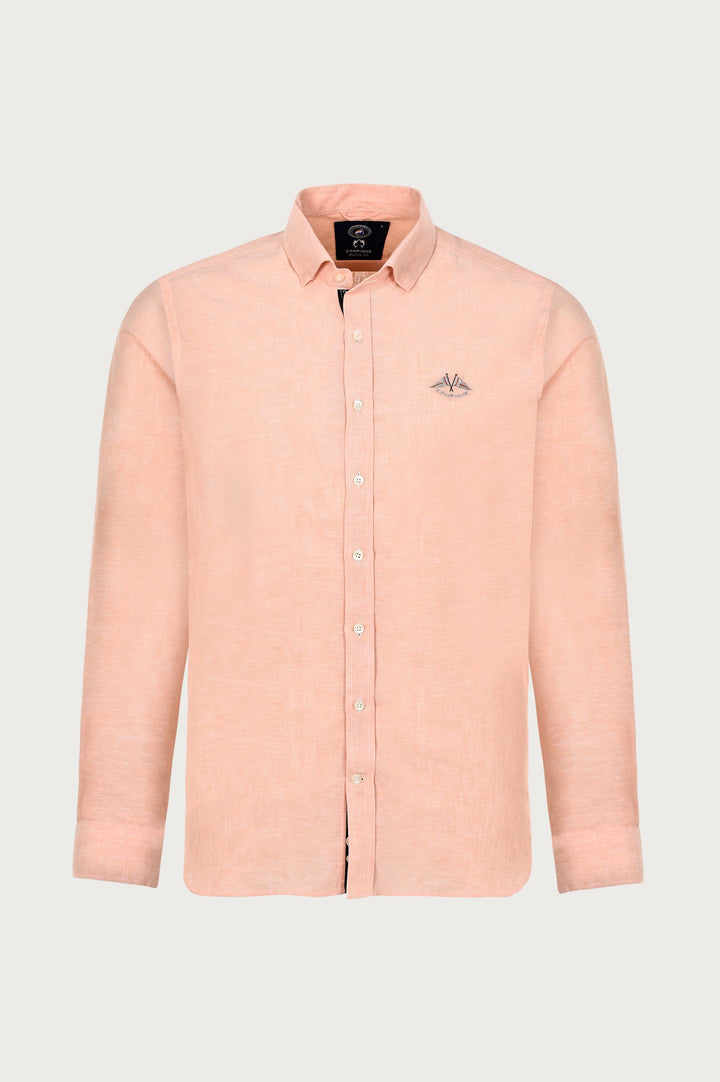 Campione-shirt in zachtoranje tint en patroon op de borst