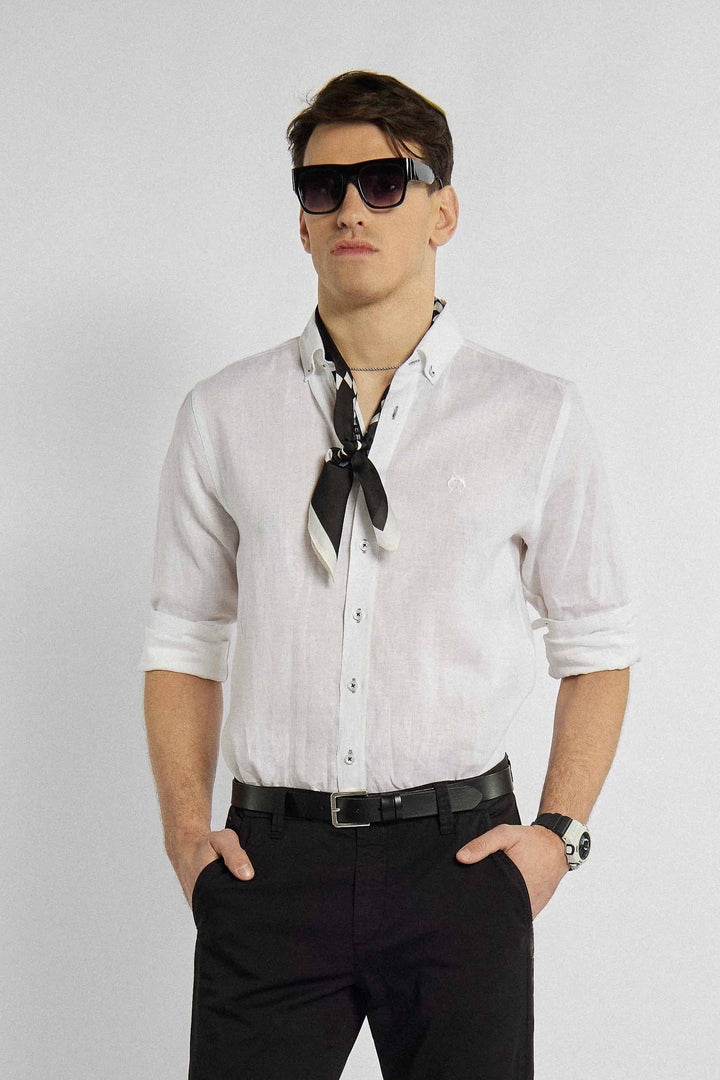 Chemise Campione blanche classique avec une coupe Modern Fit minimaliste et classique