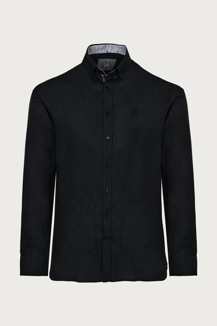 Chemise simple et classique en noir avec logo sur la poitrine