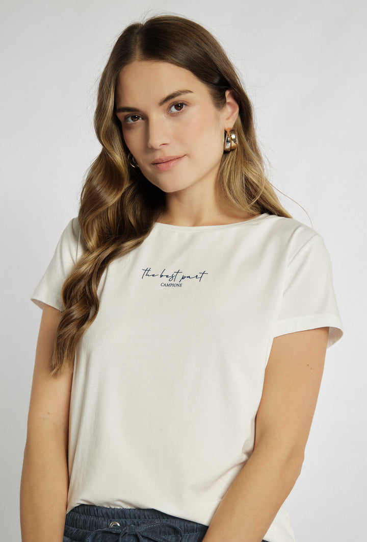 T-shirt écru classique à imprimé délicat