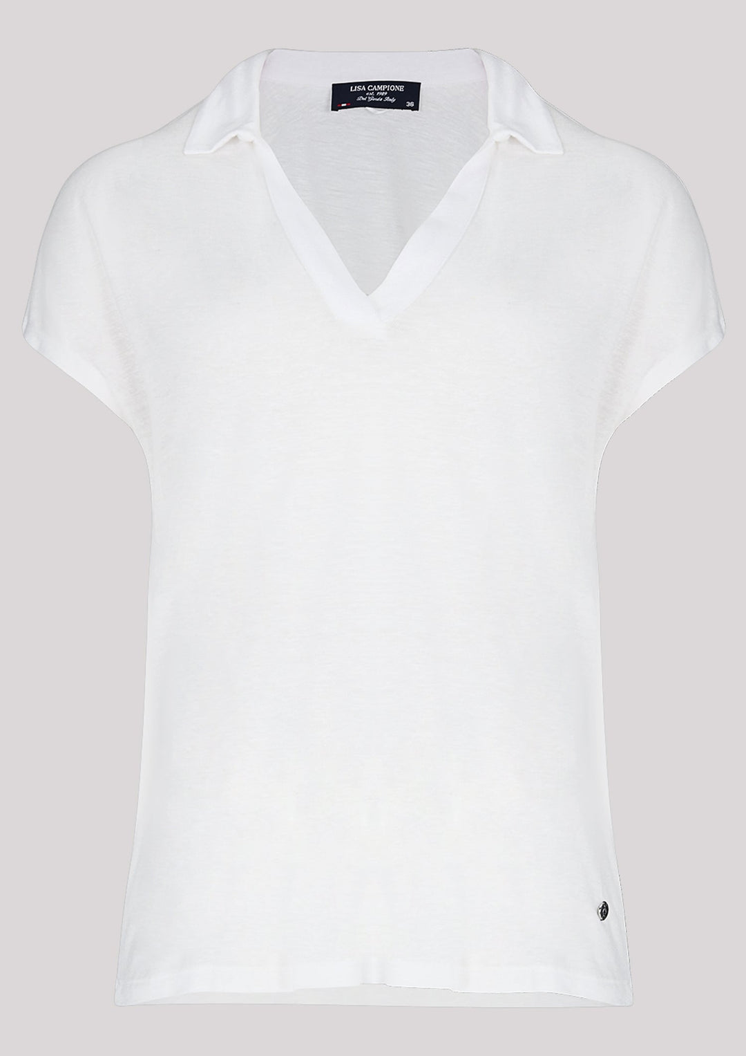 T-shirt de couleur écru avec encolure et col en cœur