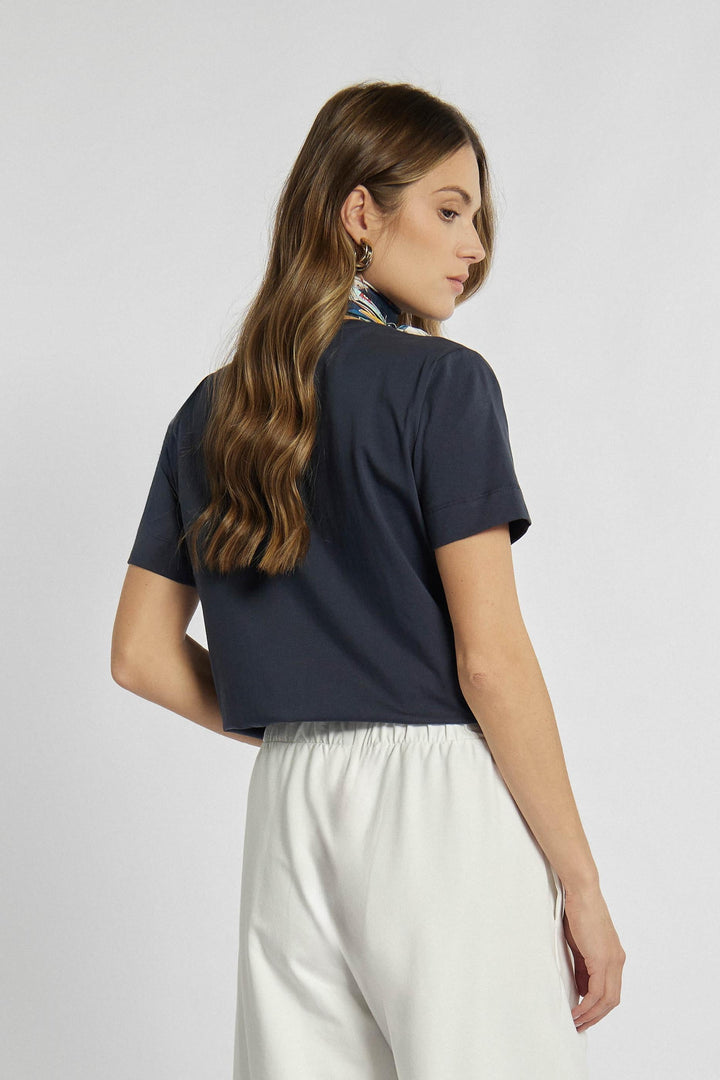 T-shirt bleu marine avec imprimé délicat