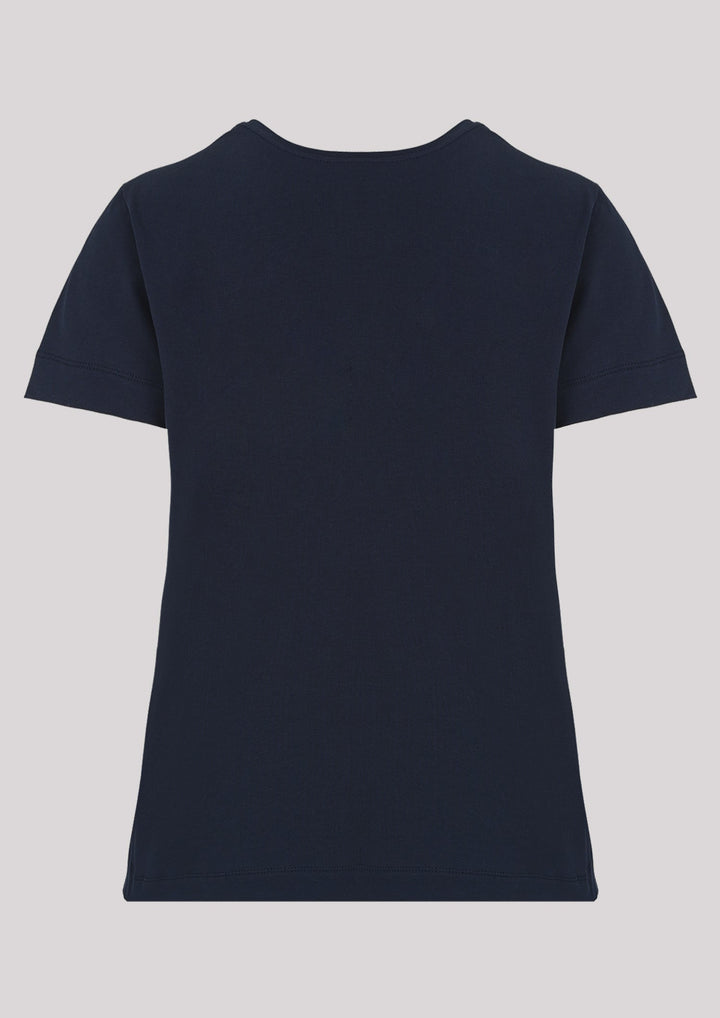 T-shirt in navy blue color with delicate print