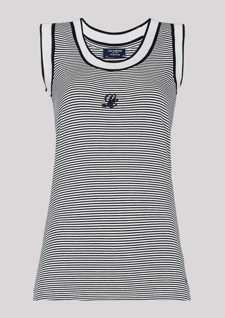 Haut rayé assorti avec logo de la marque appliqué