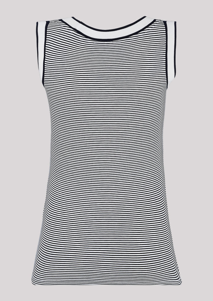 Matching striped top with brand logo applique