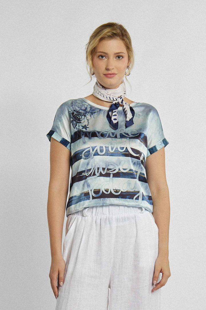 Gestreiftes T-Shirt mit nautischem Motiv