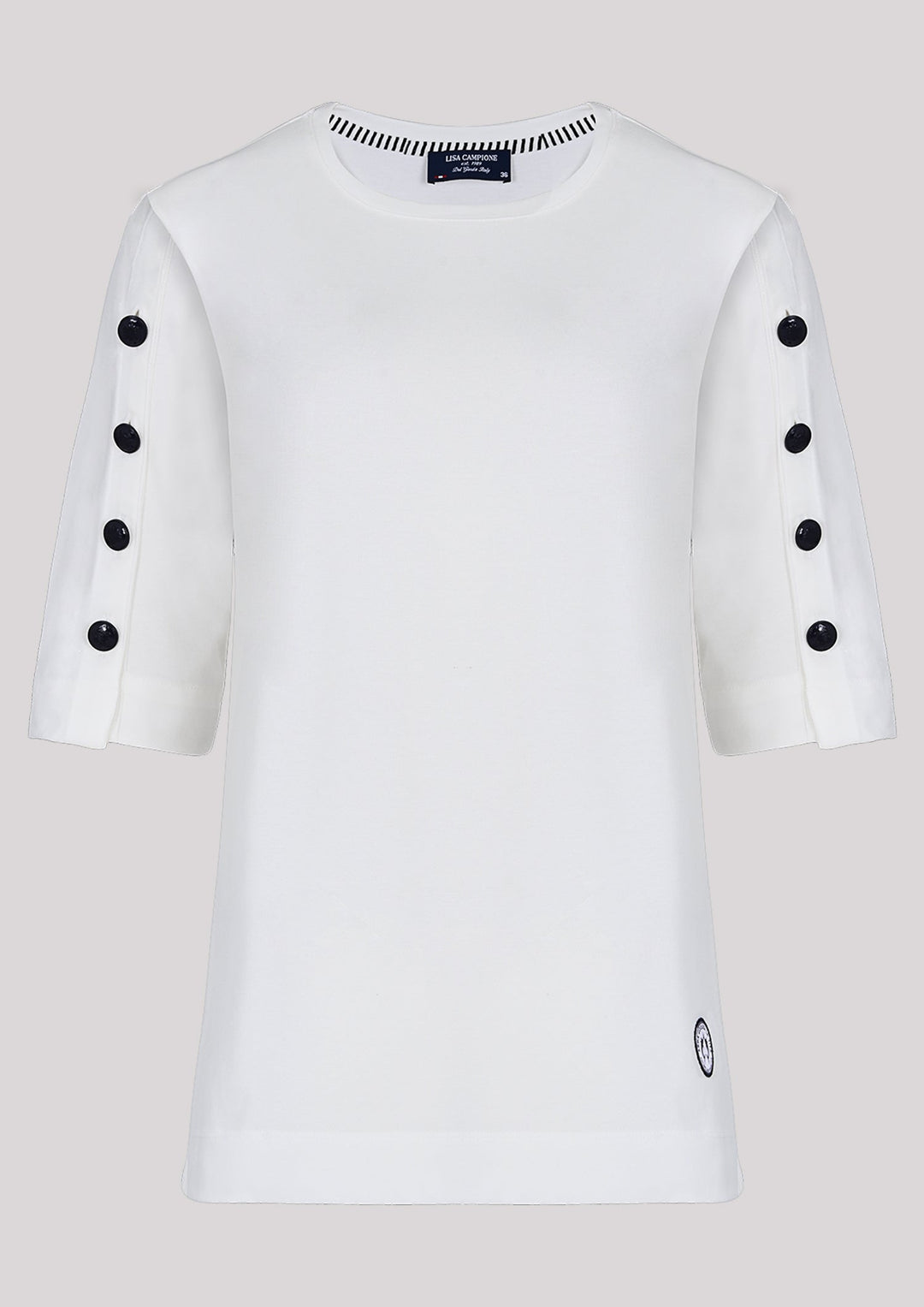 Bluse in Ecru-Farbe mit 3/4-Ärmeln