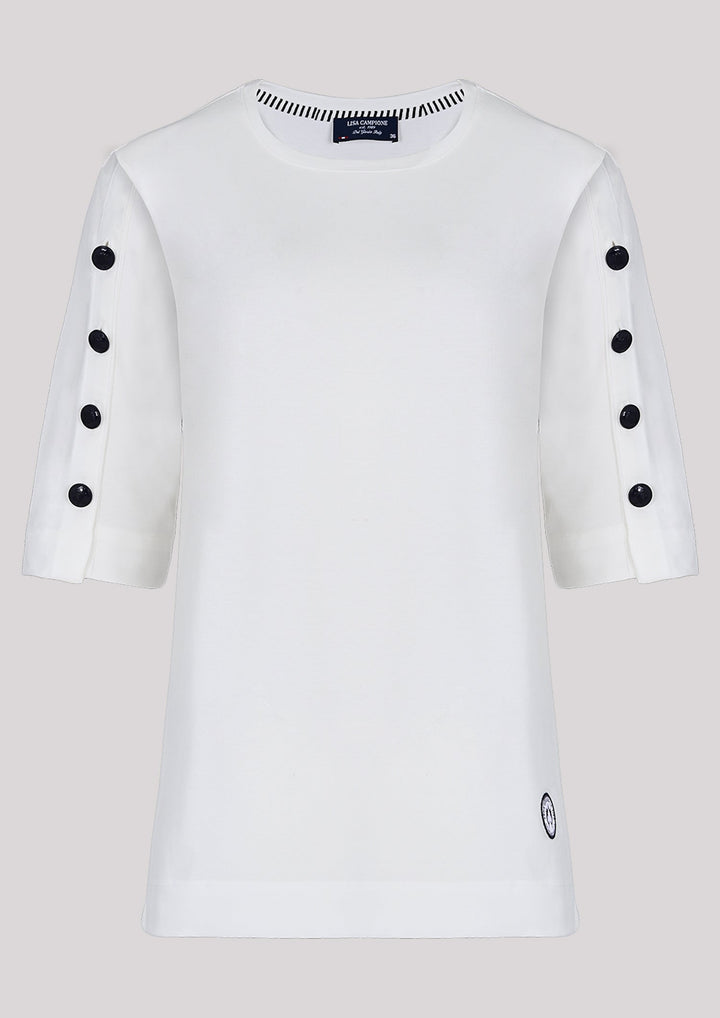 Bluse in Ecru-Farbe mit 3/4-Ärmeln