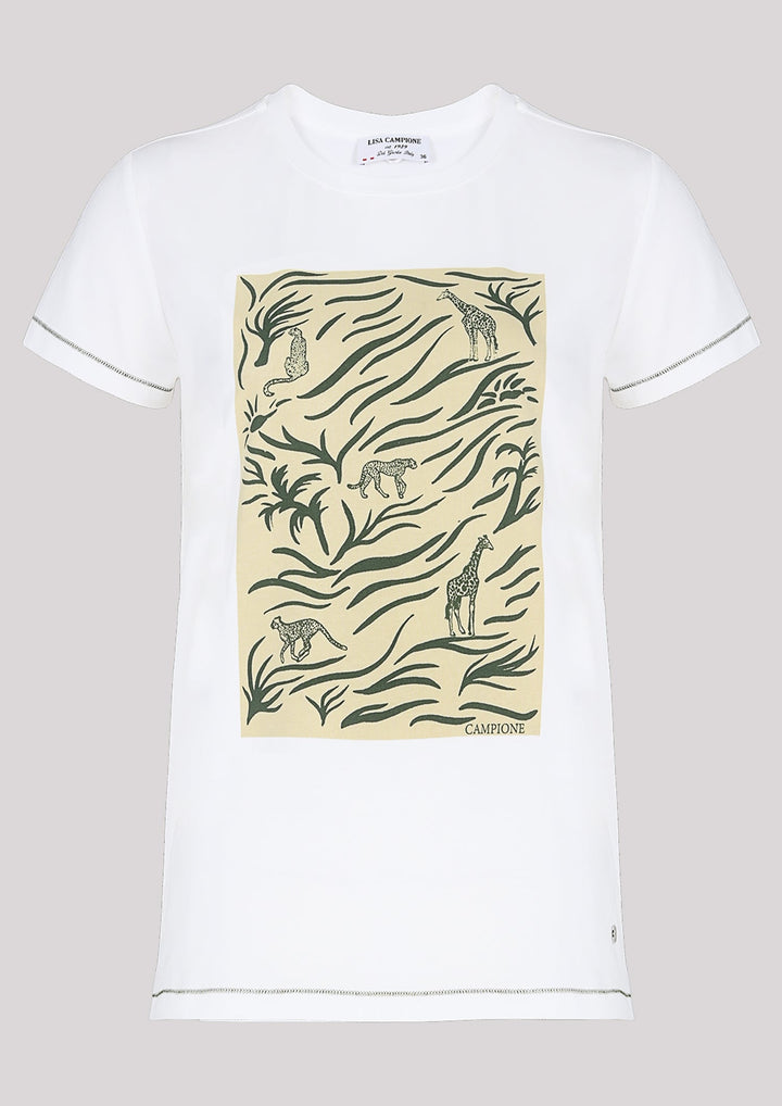 T-shirt couleur écru avec motif safari
