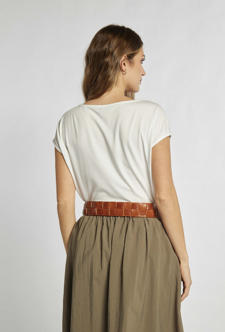 T-Shirt in Ecru-Farbe mit sichtbarem Aufdruck