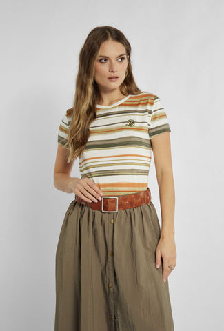 Klassisches gestreiftes T-Shirt in Safarifarben