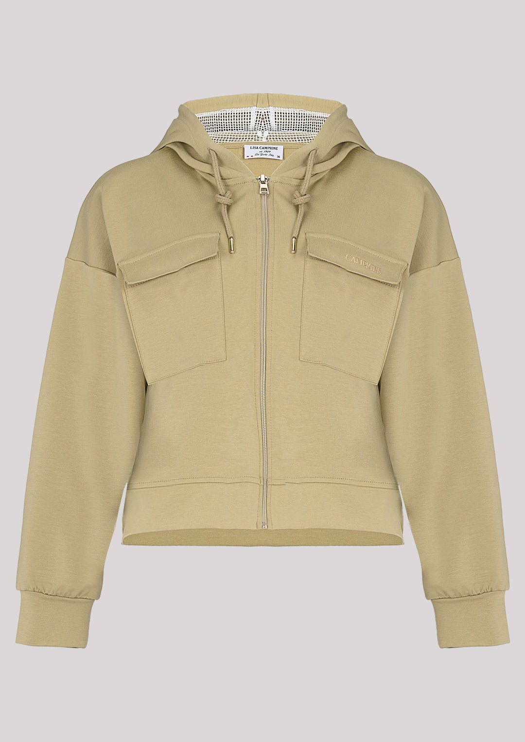 Kapuzenpullover mit offenem Reißverschluss in grüner Farbe