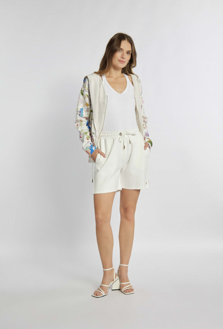 Klassieke shorts met elastische tailleband in ecrukleur