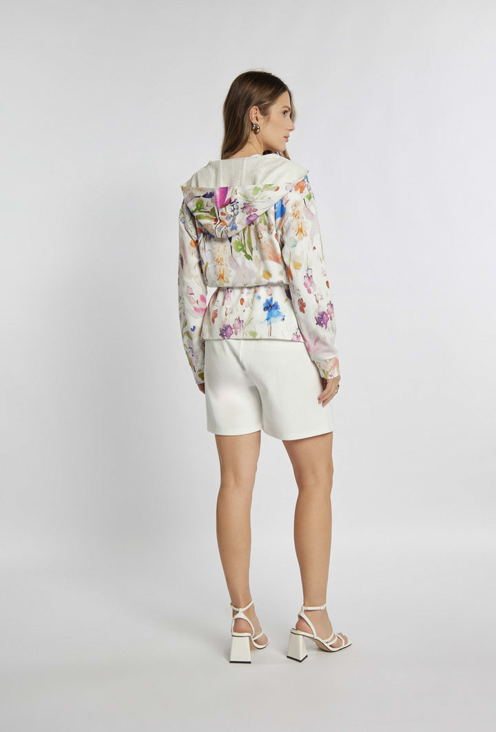 Klassieke shorts met elastische tailleband in ecrukleur