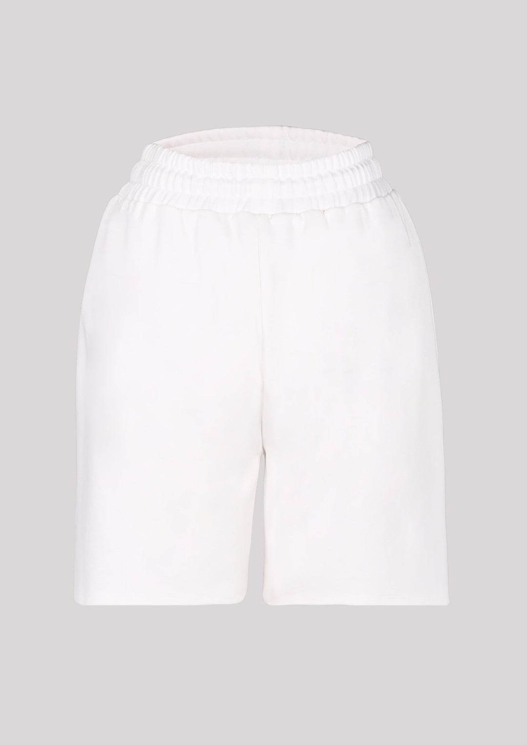 Classic shorts with elastic waistband in ecru color