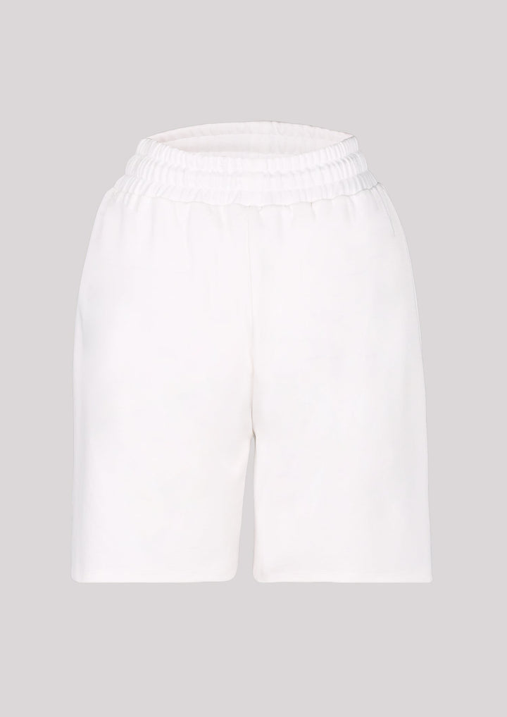 Classic shorts with elastic waistband in ecru color