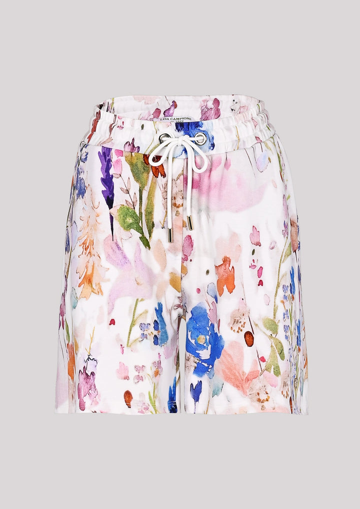 Waistband elastic shorts with floral print