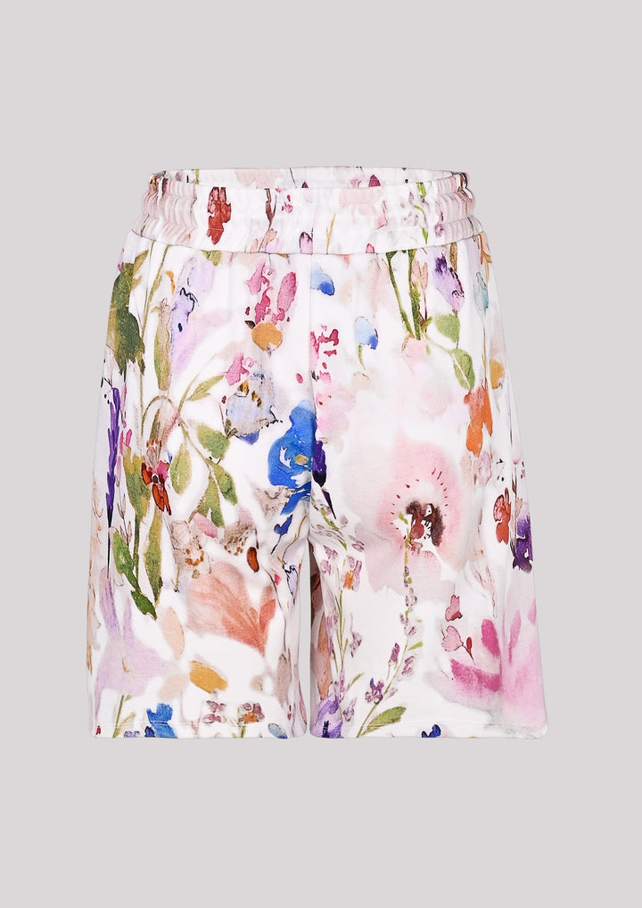 Waistband elastic shorts with floral print