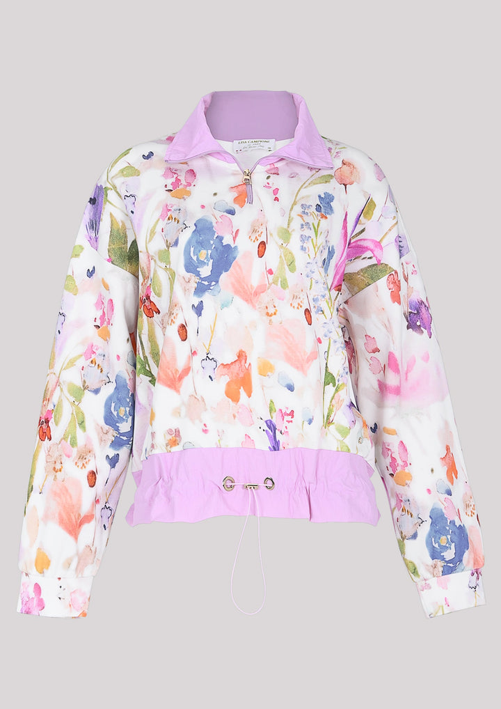 Sweatshirt mit nicht elastischem Kragen und Blumendruck