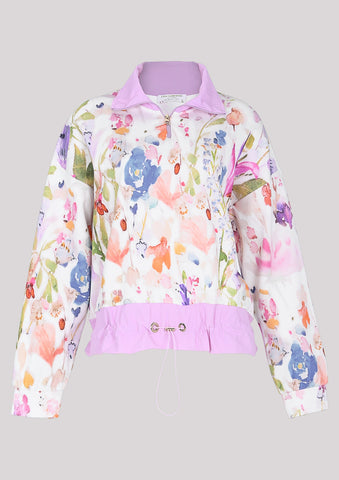Sweatshirt mit nicht elastischem Kragen und Blumendruck