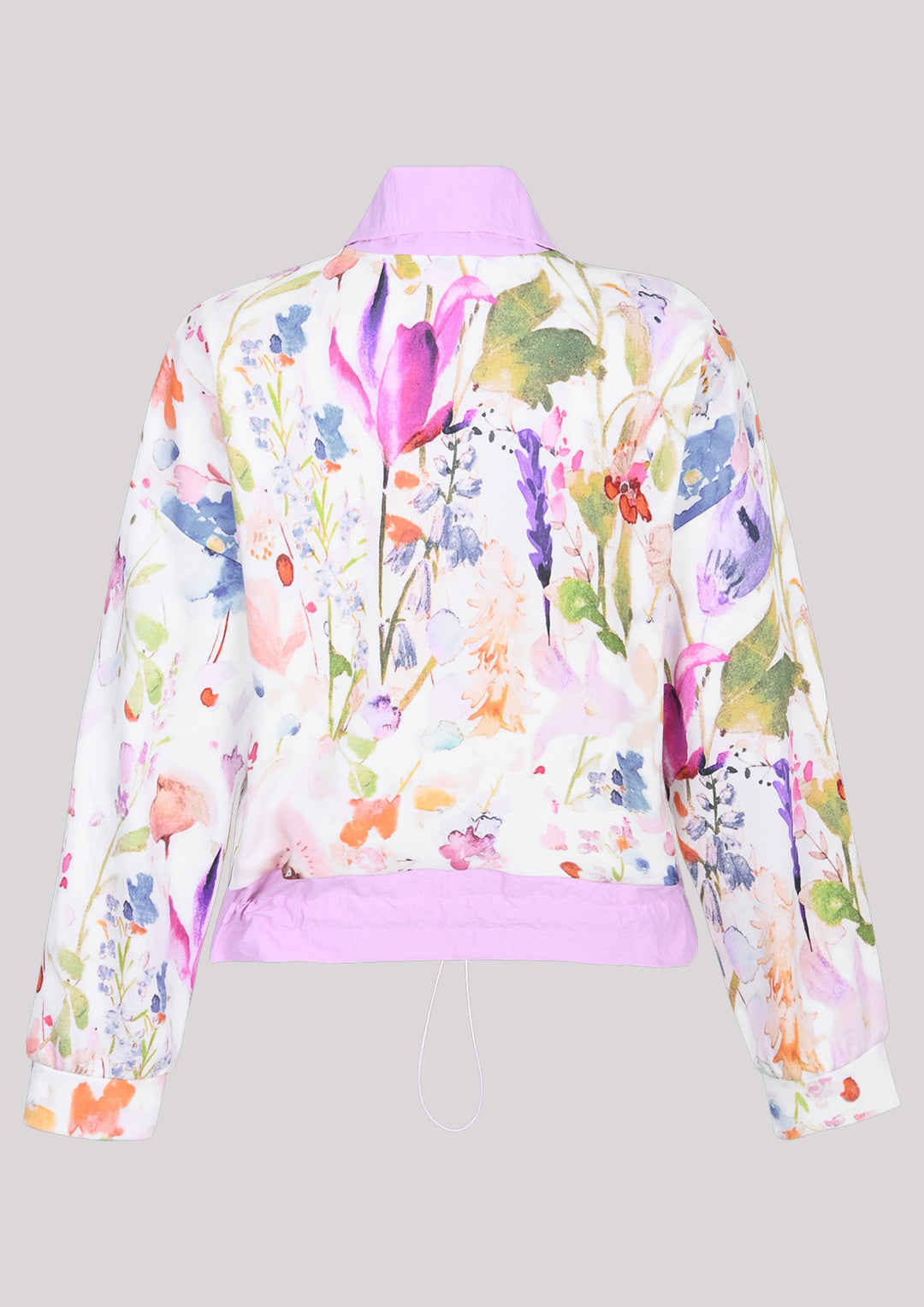 Non-stretch collar sweatshirt with floral print