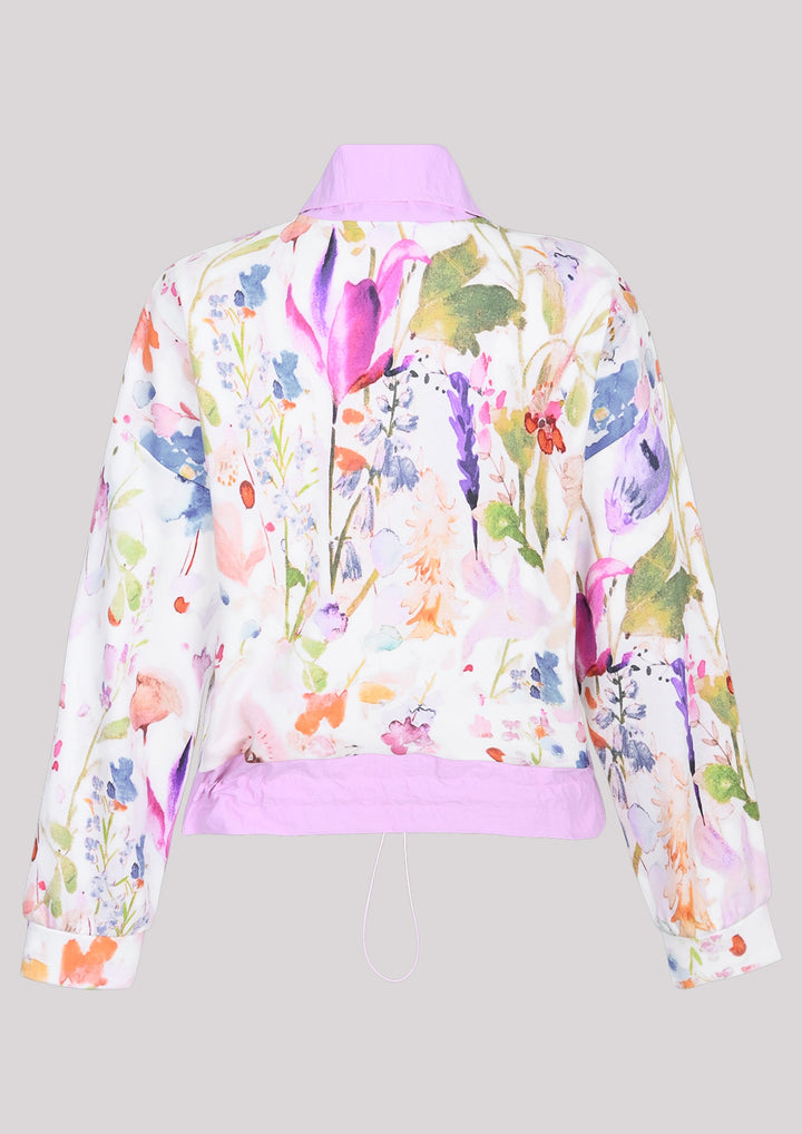 Non-stretch collar sweatshirt with floral print