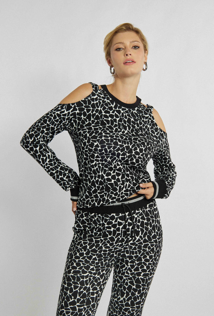 Sweatshirt mit Animal-Motiv und Schulterschlitzen
