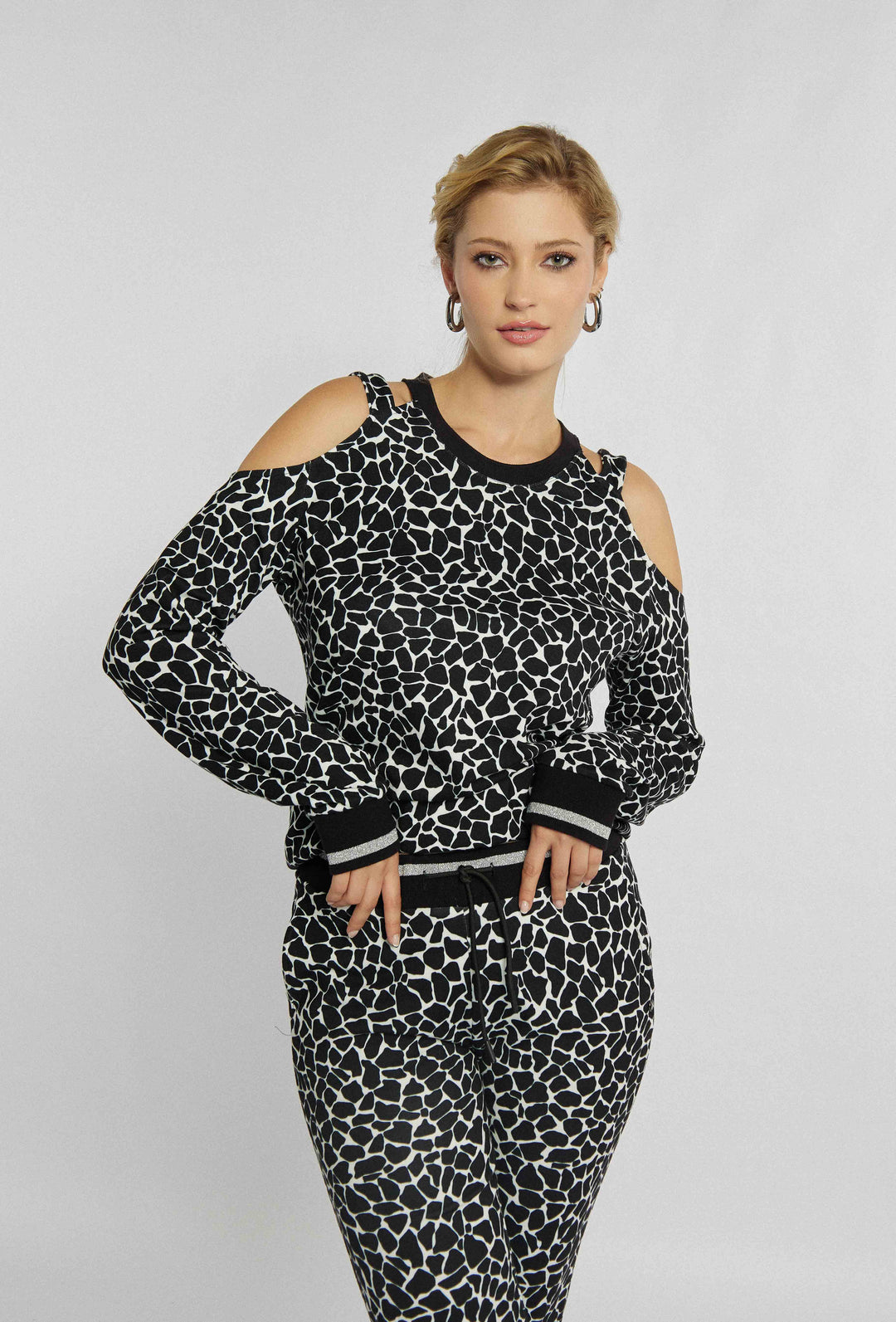 Sweatshirt mit Animal-Motiv und Schulterschlitzen